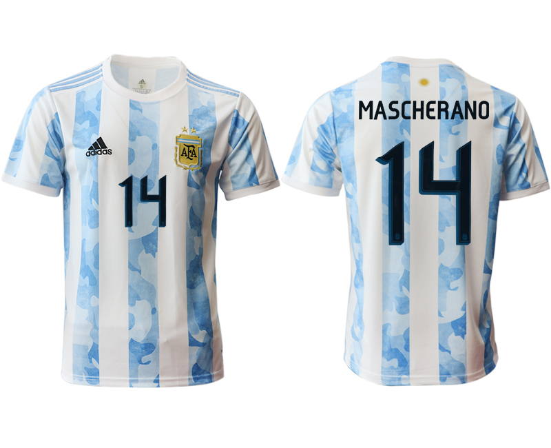 Men 2020-2021 Season National team Argentina home aaa version white #14 Soccer Jersey